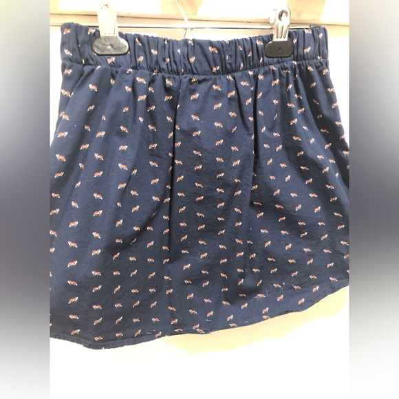 Handmade shirt skirt- navy blue with fox print - Picture 2 of 5